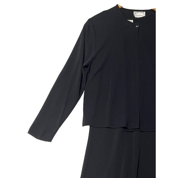 VTG Dressing Clio Women's  Dress Cardigan Set  Medium Black Maxi USA flaw - Picture 14 of 16